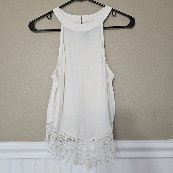 Revolve ASTR Silk Tank Lace Trim Romantic Blouse Top Size Medium - Picture 16 of 16
